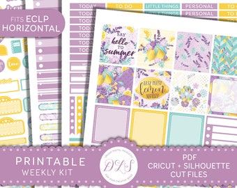 Weekly Planner Printable, Erin Condren Horizontal Printable, Summer Fruit Planner Stickers, Lemon Planner Stickers, Cut Files, HS145