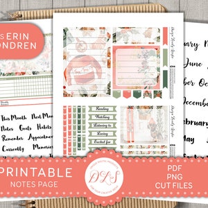 December notities paginastickers, afdrukbare planner stickers, erin Condren notitiepaginastickers, december maandelijkse kit, gesneden bestanden, ECN217