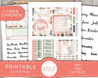 December Notes Page Stickers, Printable Planner Stickers, Erin Condren Note Page Stickers, December Monthly Kit, Cut Files, ECN217