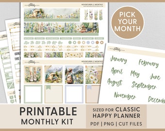 June Monthly Sticker Kit, July Planner Stickers, August Monthly Kit, Hiking, Vacation, Camping, Happy Planner Printable Stickers, HPMV246