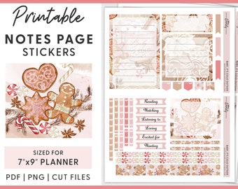 December Notes Page Kit, January Notes Page Kit, Printable Planner Stickers, Monthly Sticker Kit, Erin Condren Planner Stickers, ECN235