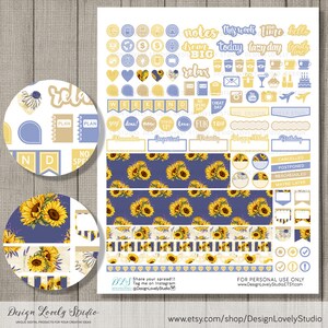 SUNFLOWERS Planner Stickers, Printable Weekly Sticker Kit, Floral ...
