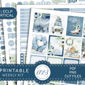 KERST Planner Stickers, Verticale Planner Stickers, Afdrukbare Planner Stickers, December Wekelijks Stickers Kit, Vakantie Stickers Kit, VS208
