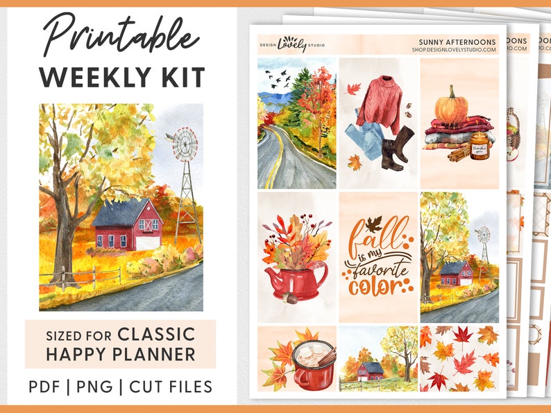 Happy Planner Stickers Kit, Fall Planner Stickers, Weekly Sticker Kit ...