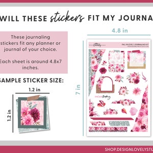 Floral Journaling Sticker Kit, Botanical Planner Stickers, Printable Journaling Stickers, Bullet Journal Stickers, Watercolor Stickers,JS113 image 3