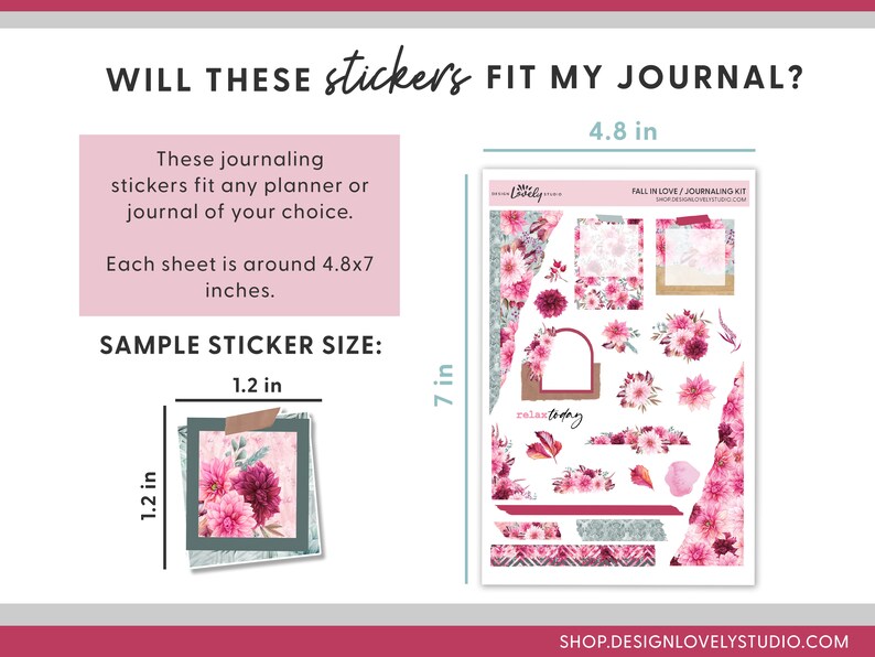 Floral Journaling Sticker Kit, Botanical Planner Stickers, Printable Journaling Stickers, Bullet Journal Stickers, Watercolor Stickers,JS113 image 3