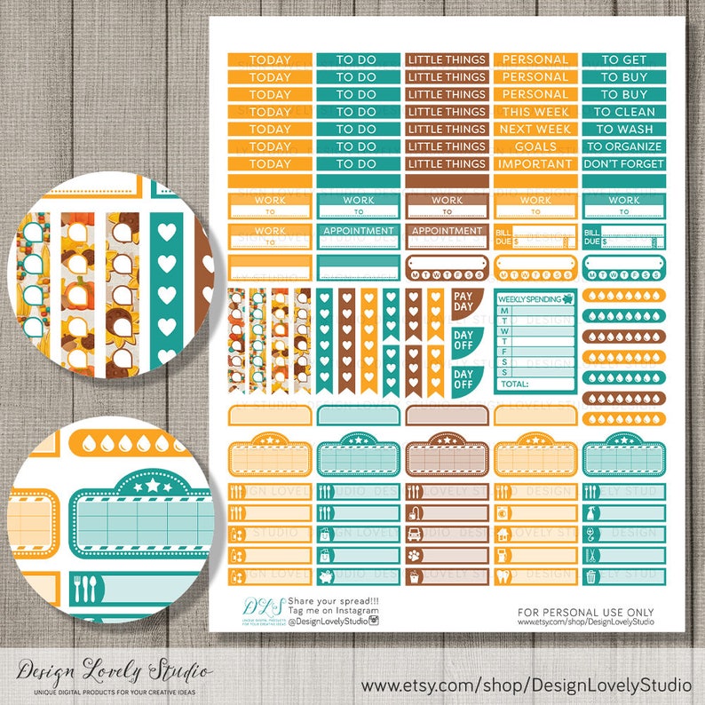 Thanksgiving Planner Stickers ECLP Thanksgiving Weekly Kit Etsy