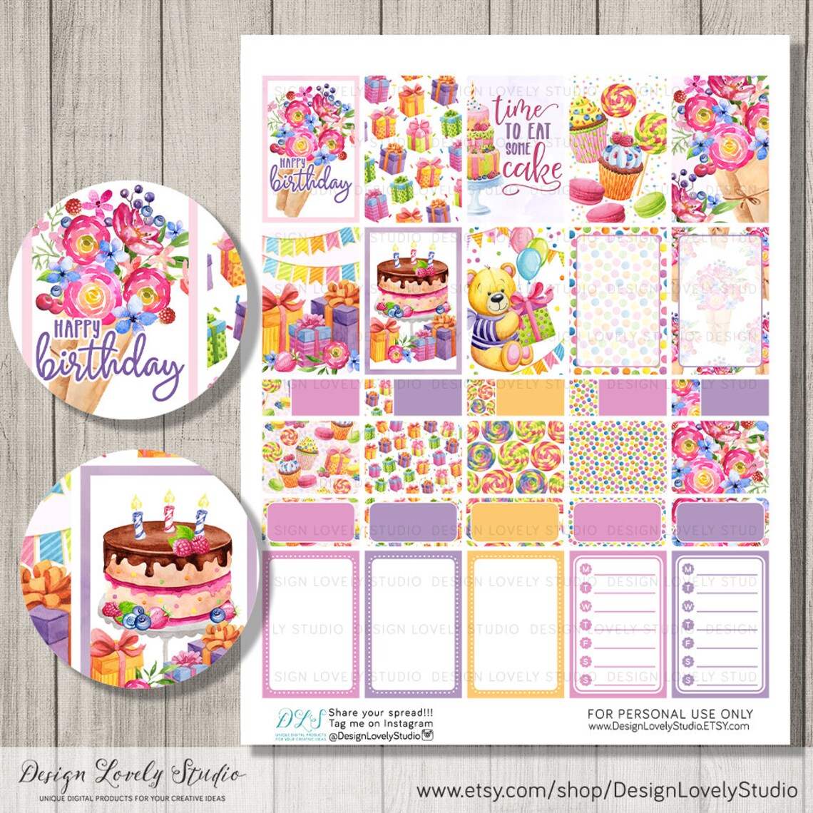 happy birthday planner printable birthday planner stickers etsy