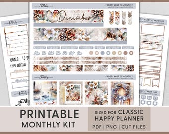 Dezember Sticker, druckbare Dezember Sticker Kit, Weihnachtsaufkleber, Happy Planner, Winter, Weihnachten, HPRV258