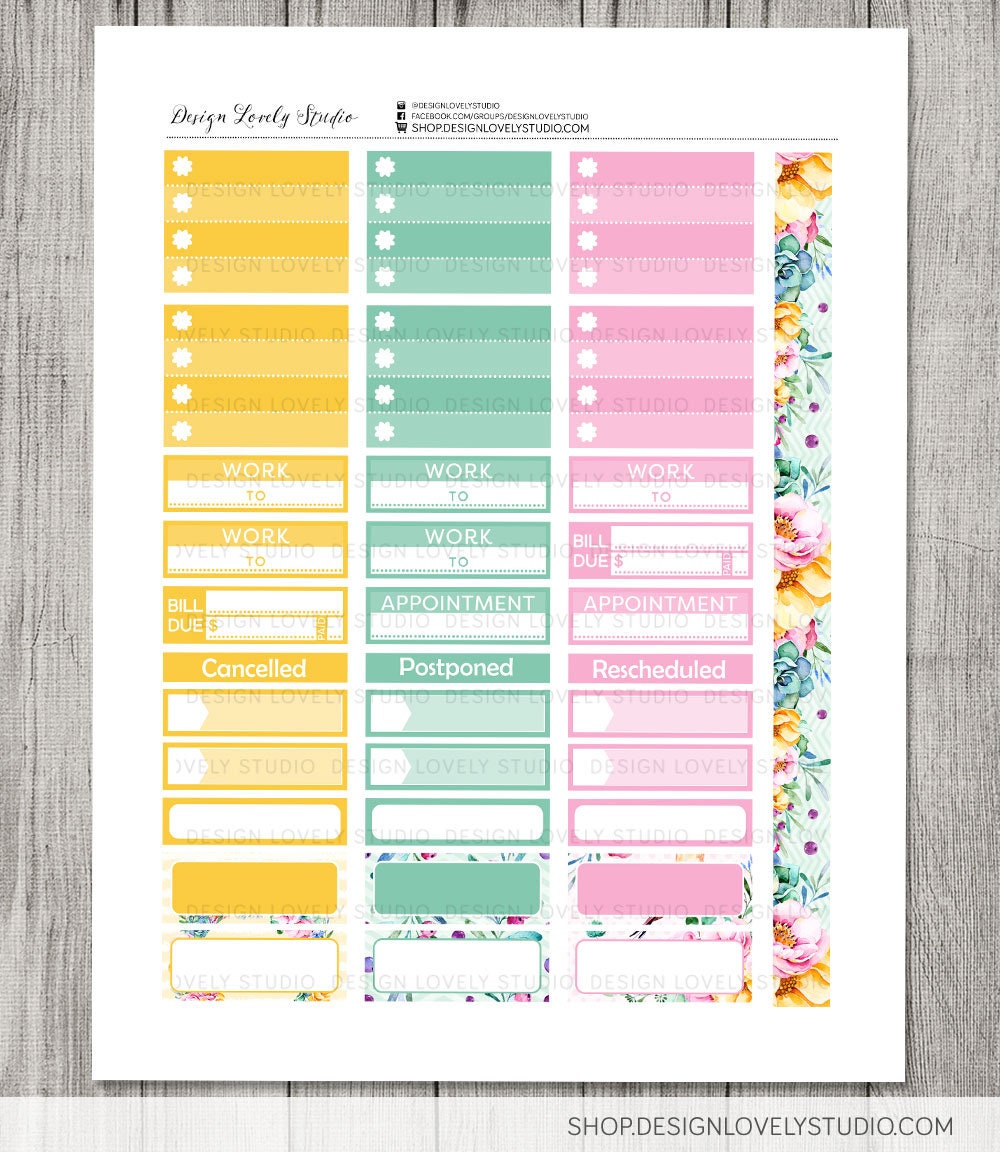 Floral Planner Stickers Kit, PRINTABLE Big Happy Planner Stickers Kit ...
