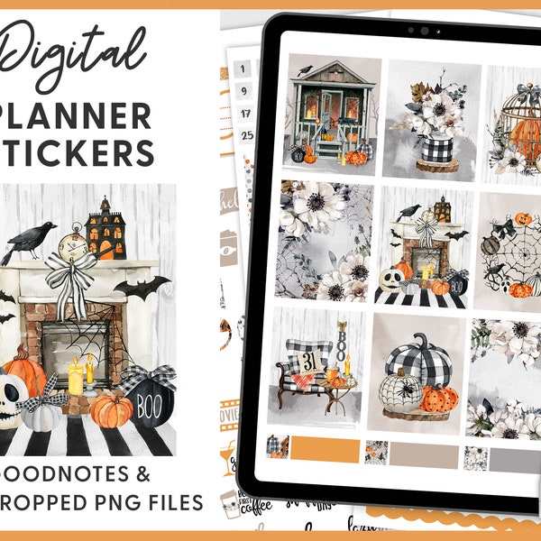 Goodnotes Stickers, Halloween Digital Planner Stickers, October Digital Stickers,, Notability Stickers, Pre-cropped Stickers, DG115
