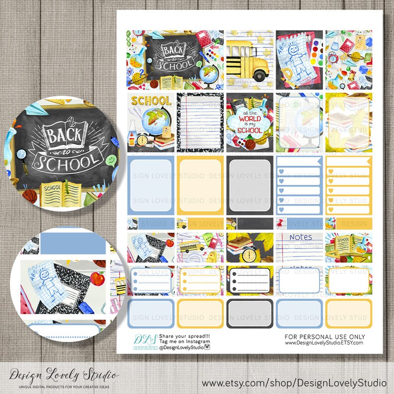 BACK TO SCHOOL Planner Stickers, Printable Back to School Stickers Kit ...