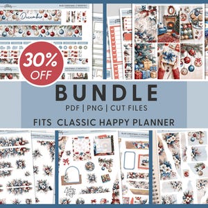 Bundel afdrukbare kerstplanner stickers, stickers december, vakantie per week sticker kit, dagboekstickers, happy planner, BH128