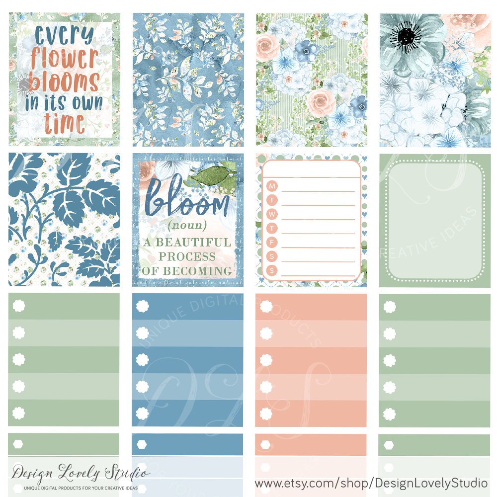 Printable FLORAL Planner Stickers Mini Happy Planner Weekly | Etsy