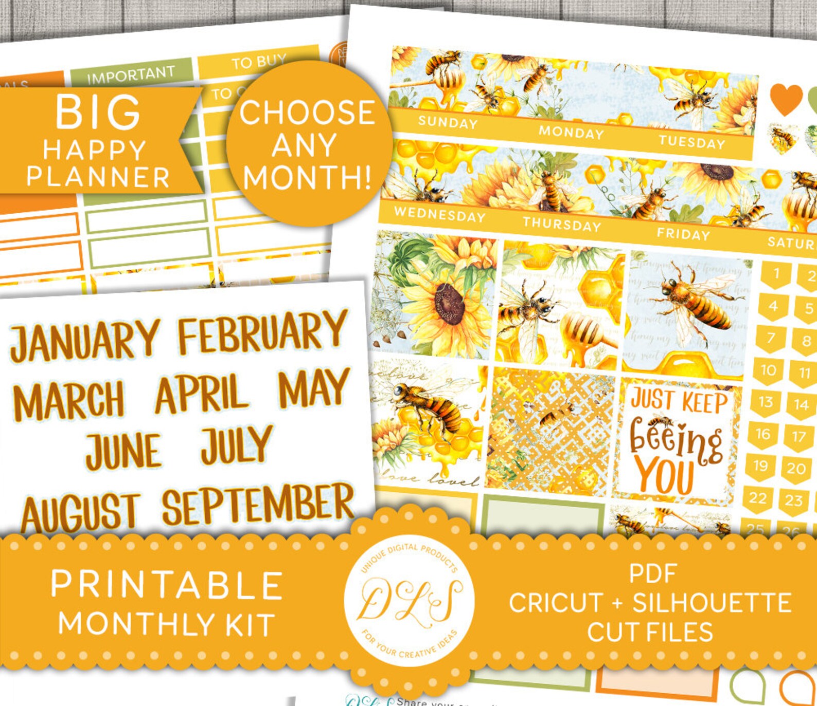 Big Happy Planner PRINTABLE Monthly Stickers Kit, Big Happy Planner ...