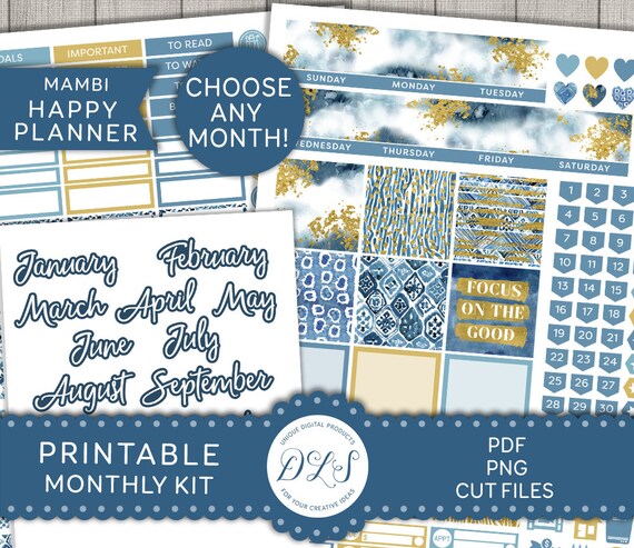 Happy Planner Printable Sticker Kit Printable Monthly Planner | Etsy