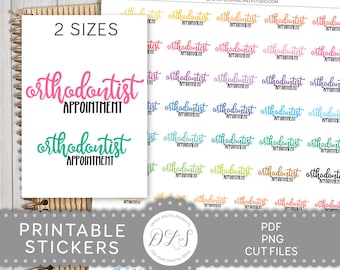 ORTHODONTIST APPOINTMENT Planner Stickers, Printable Planner Stickers, Dentist Appointment Reminder Planner Stickers, Cut Files, SS131