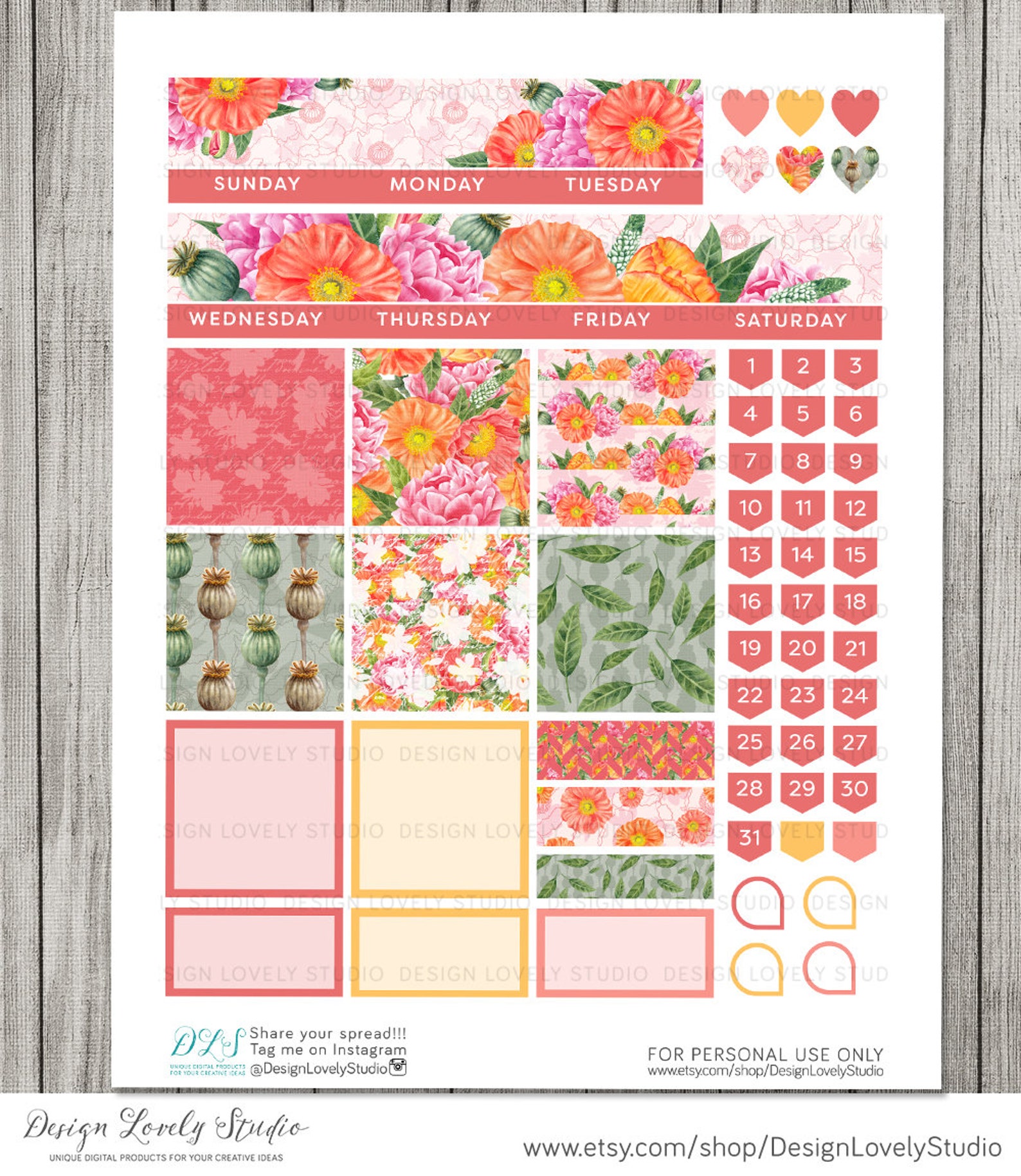 Printable Monthly Planner Stickers Big Happy Planner Monthly | Etsy