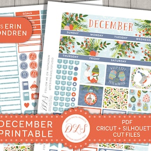 Afdrukbare december planner stickers, december maandelijkse kit voor erin Condren, ECLP december planner sticker, kerst maandelijkse kit, MV138
