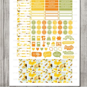 PRINTABLE Monthly Planner Stickers Kit, Honey Bee Monthly Planner Kit ...