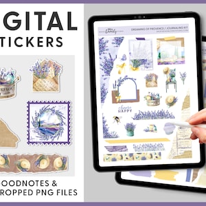 Digitale Journaling Stickers, Digitale Planner Stickers, Floral Journaling Stickers, Voorgesneden Goodnotes Stickers, Lavendel Stickers, DJ116