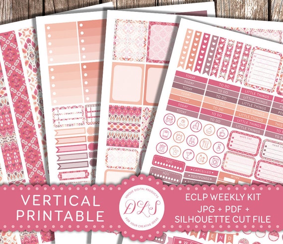 VERTICAL Planner Sticker Kit Fits Erin Condren Planner, Weekly Planner  Stickers, Boho Planner Stickers, Instant Download VS101 