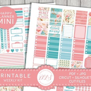 Mini pegatinas imprimibles de Happy Planner, pegatinas de Boho Planner, kit de pegatinas de Dreamcatcher Planner, kit semanal de Happy Planner, Cutfile, MW138