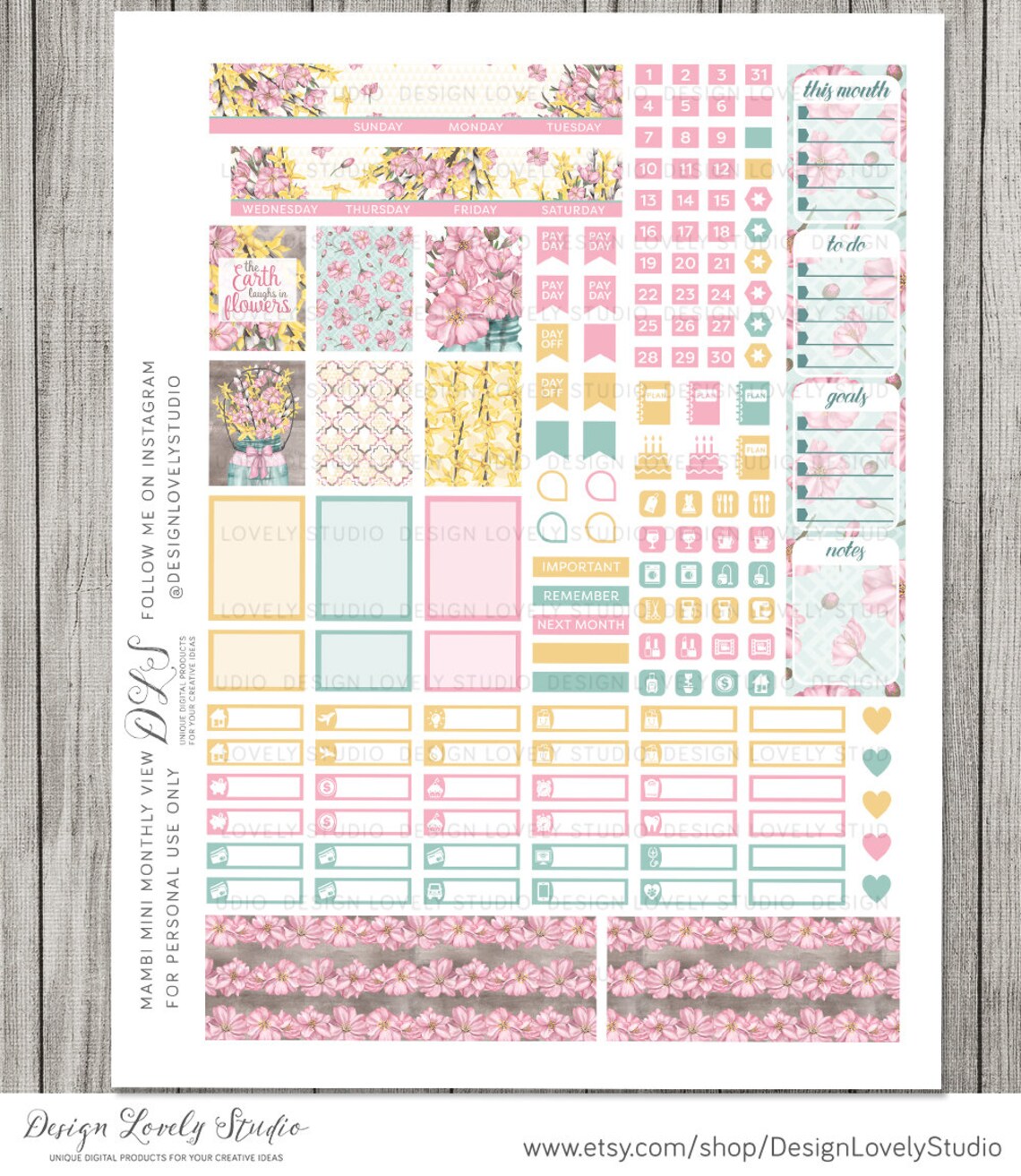 Mini Happy Planner Monthly Stickers Kit, Printable Monthly Planner ...