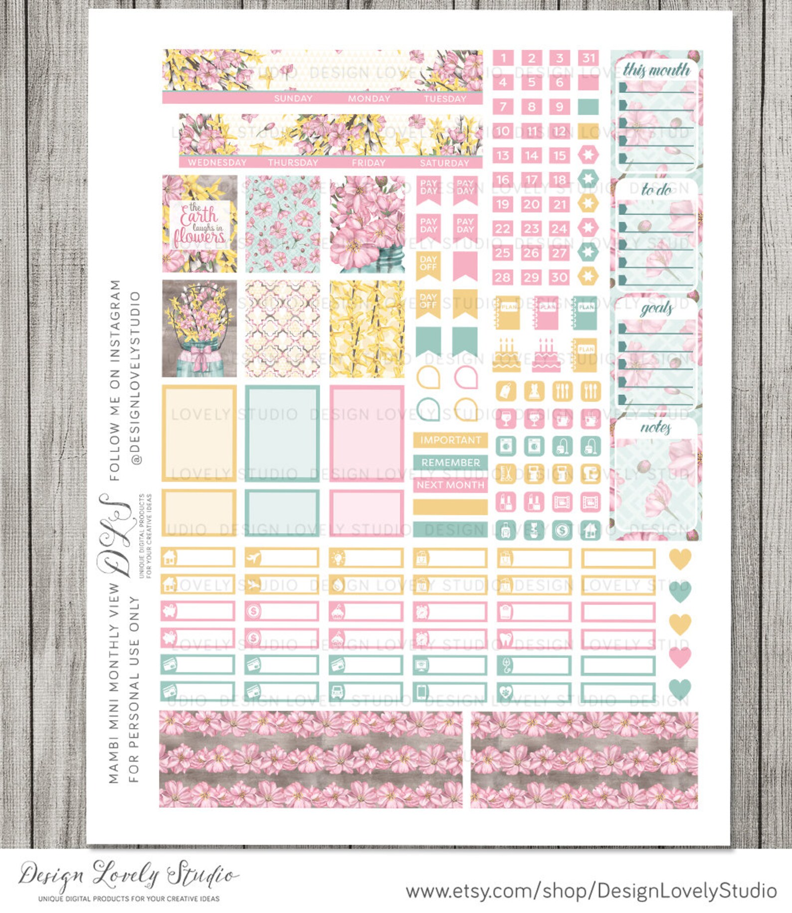 Mini Happy Planner Monthly Stickers Kit Printable Monthly - Etsy