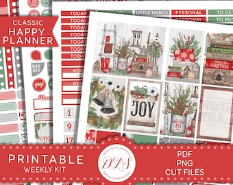 Printable Stickers, Happy Planner Printable Christmas Stickers, Winter Holidays Planner Stickers, Weekly Stickers Kit, Cut Files, PDF, HP155