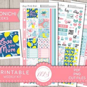 Printable HOBONICHI Weeks Planner Stickers, Mothers Day Planner Stickers, Hobonichi Weekly Kit, Hobonichi Printable, Cut Files, HO102