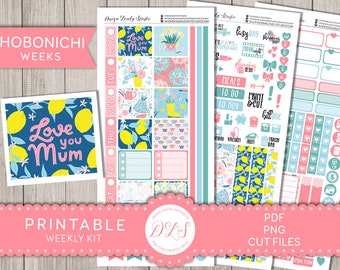 Druckbare HOBONICHI Wochen Sticker, Muttertag Sticker, Hobonichi Weekly Kit, druckbare Hobonichi, geschnittene Dateien, HO102