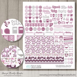 Printable Weekly Stickers Kit, Fits Erin Condren Life Planner, Floral Planner Stickers, Vertical ...