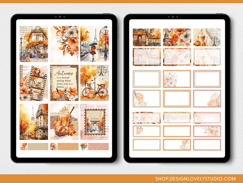 Digitala höstklistermärken, digitala höstklistermärken, Goodnotes-klistermärken, iPad-klistermärken, digitala planeringsklistermärken, Paris på hösten, DS134 bild 2