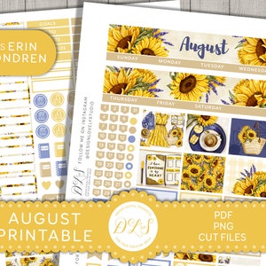 AUGUST Planner Stickers, August Monthly Planner Stickers, Erin Condren August Monthly Kit, Printable Planner Stickers, Cut Files, MV190