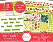 Big Happy Planner Monthly Stickers Kit, Printable Monthly Planner Stickers, July Monthly Stickers, August Monthly Kit, Cut Files, BM121