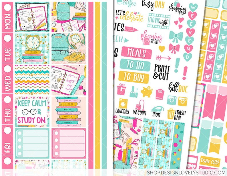 BACK TO SCHOOL Planner Stickers Kit Printable Hobonichi Weeks | Etsy