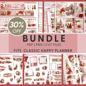 Bundel afdrukbare kerstplanner stickers, stickers december, vakantie per week sticker kit, dagboekstickers, happy planner, BH129