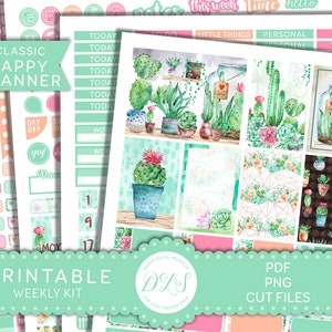 IMPRESSIONABLE CACTUS Planner Stickers, Houseplants Planner Stickers, Happy Planner Weekly Stickers Kit, Urban Jungle Planner Stickers, HP183