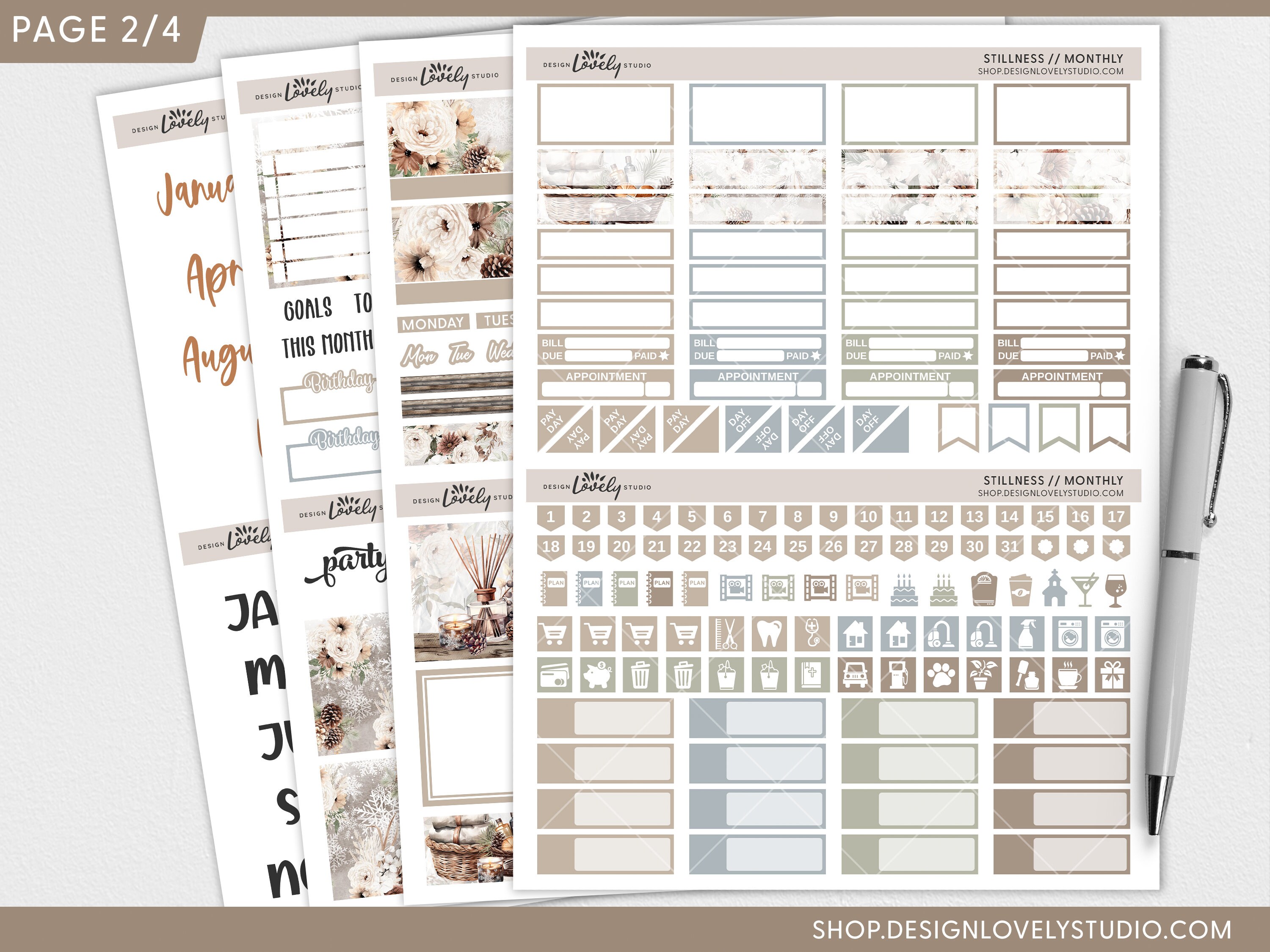 Printable Happy Planner Monthly Stickers, Winter Monthly Sticker Kit ...