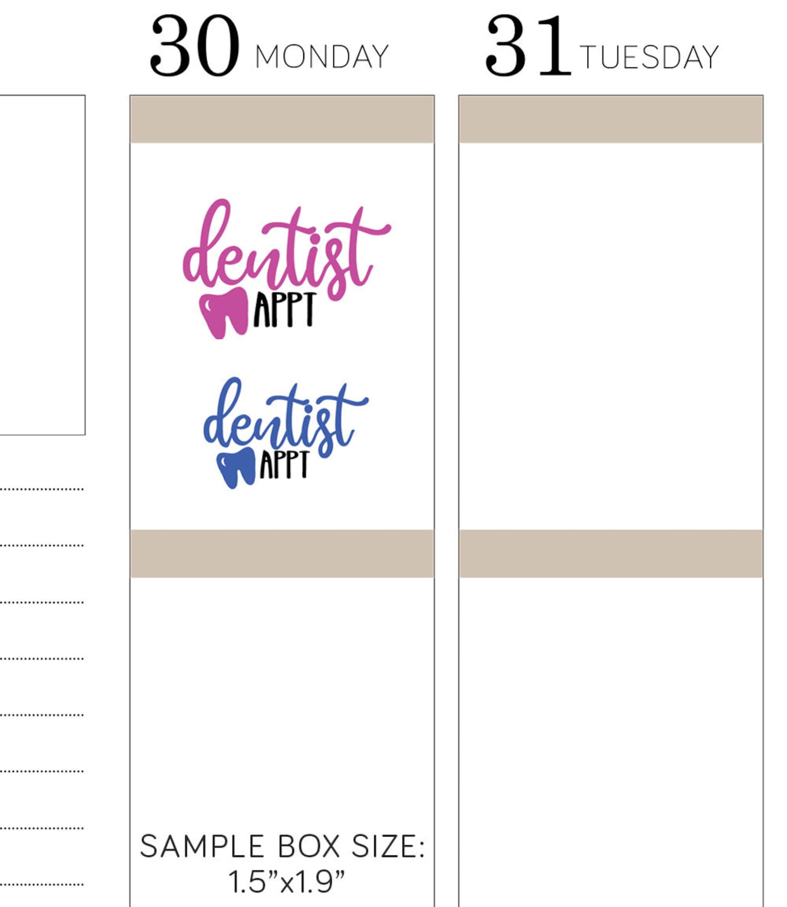 DENTIST APPOINTMENT Planner Stickers, Printable Planner Stickers ...