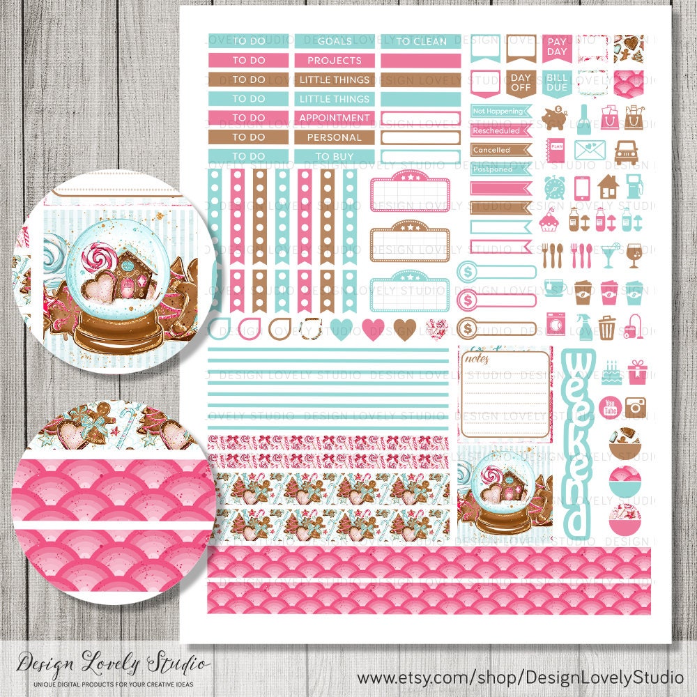 Printable CHRISTMAS Planner Stickers Kit Mini Happy Planner | Etsy