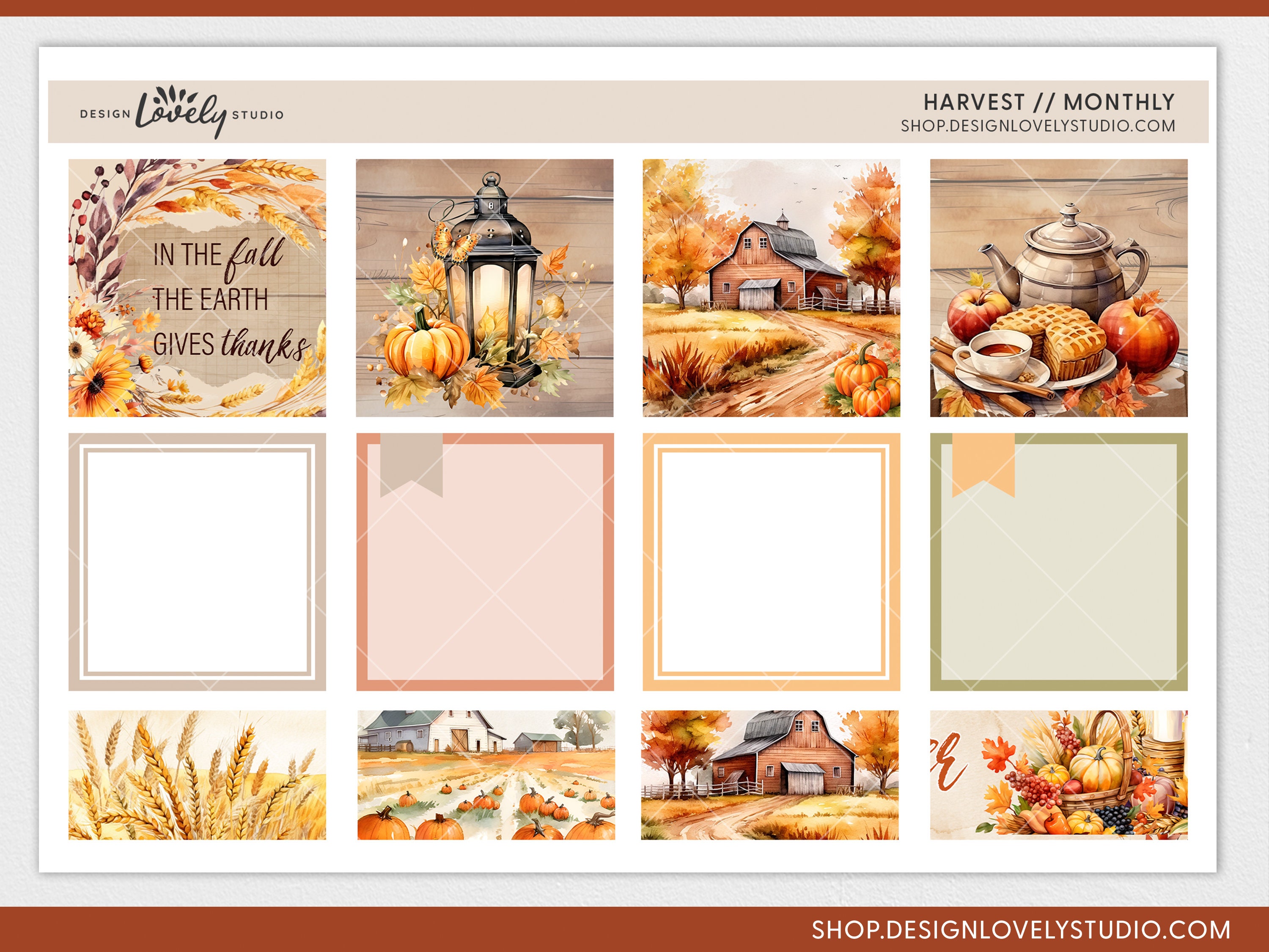 NOVEMBER Monthly Planner Stickers, Big Happy Planner Printable Stickers,  Fall Monthly Kit, Thanksgiving Planner Stickers, Cut Files, BM198 