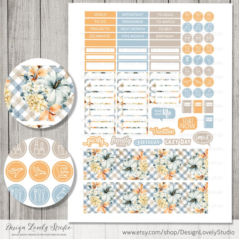 Printable NOVEMBER Monthly Stickers Kit Happy Planner Monthly Etsy UK