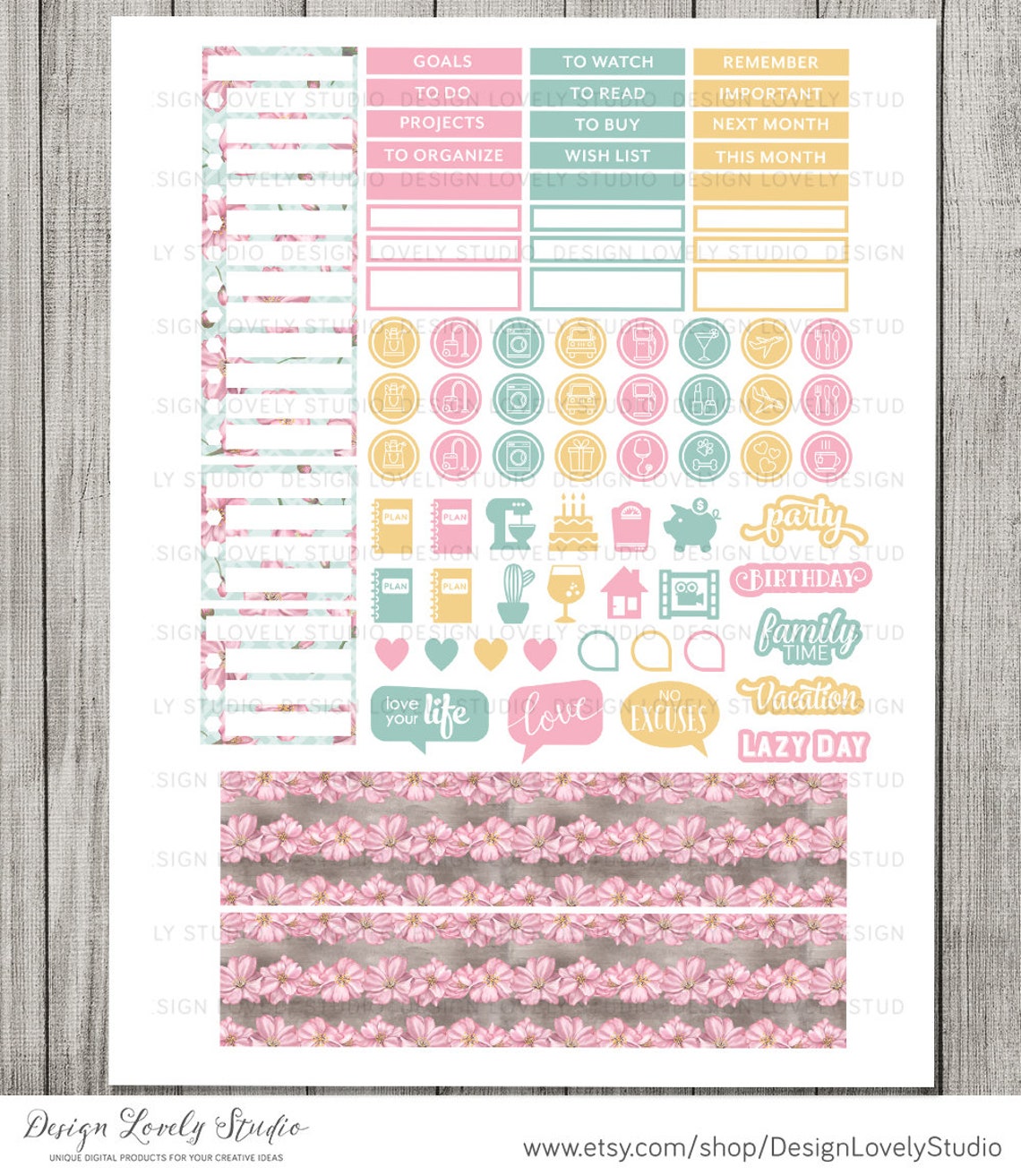 Monthly Planner Stickers Kit Spring Monthly Planner Stickers Etsy