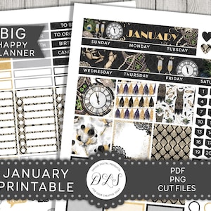 Printable January Monthly Kit, Big Happy Planner January Stickers Kit ...