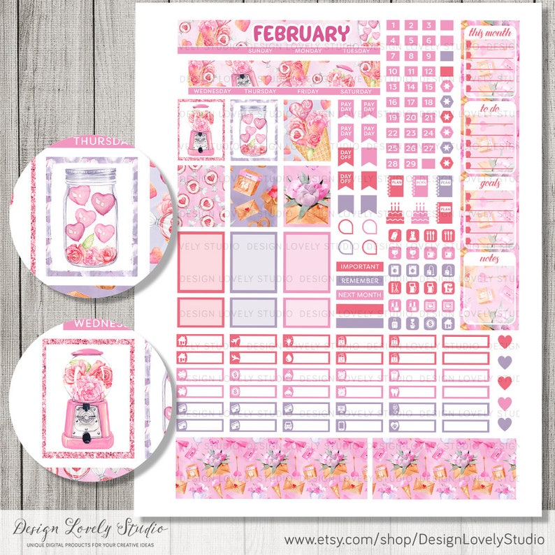 FEBRUARY Monthly Kit, Mini Happy Planner Printable February Planner ...