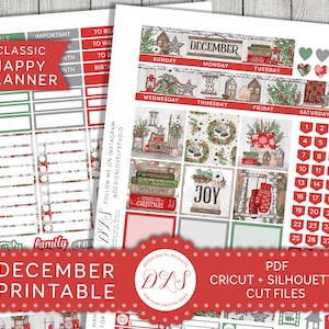Happy Planner December Maandelijkse Kit, Afdrukbare December Stickers Kit, December Planner Afdrukbaar, Kerst Planner Kit, Cut File, HPMV153