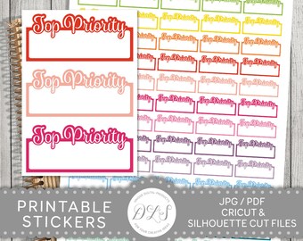 Priority Planner Stickers, Priority Box Stickers, Important Box Planner Stickers, Printable Priority Stickers, Functional Planning, FS139