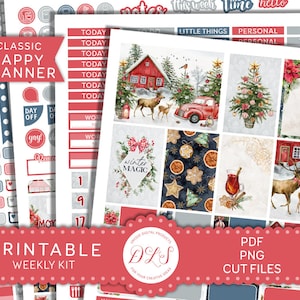CHRISTMAS Planer druckbare Aufkleber, glücklich Planer wöchentliche Aufkleber Kit, Dezember Sticker, Winter-Aufkleber, geschnitten E-Dateien, HP188